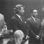 Flores was (Left to right) Officer Paul Harper, his lawyer Joel lsaacson, Sgt. Edward Ortiz, Sgt. Brian Liddy