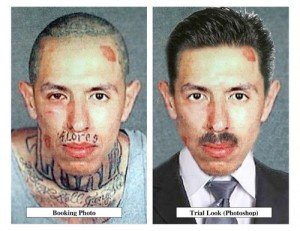 Richard Rodriguez, who was kicked in the head by an El Monte police officer, will cover his tattoos and grow hair to look like the Photoshop image at right.