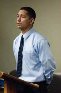 orlando_mendez Ex-LBPD rookie Orlando Mendez appears at the North Justice Center in Fullerton, when his arraignment on assault with a gun and other charges stemming from an alleged attack on his ex-girlfriend and two others was postponed. (Scott Smeltzer / Staff Photographer)