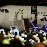 LIBYA Britain Lockerbie The aeroplane carrying Libyan Abdel Baset al-Megrahi arrives at the airport in Tripoli, Libya, Thursday, Aug. 20, 2009. The only man convicted in the bombing of Pan Am Flight 103 returned home to Libya to die after he was released from a Scottish prison Thursday, a decision that outraged some relatives of the 270 people killed when the jetliner blew up over Lockerbie, Scotland, more than two decades ago.