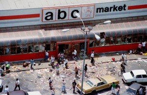 ABC Market on Vermont & Vernon Avenues in 1992 during LA Riots